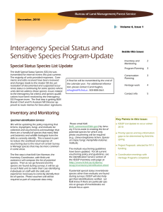 Interagency Special Status and Sensitive Species Program-Update Special Status Species List Update