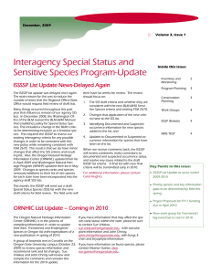 Interagency Special Status and Sensitive Species Program-Update ISSSSP List Update News-Delayed Again