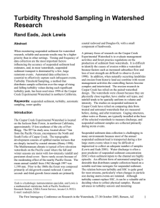 Turbidity Threshold Sampling in Watershed Research Rand Eads, Jack Lewis Abstract