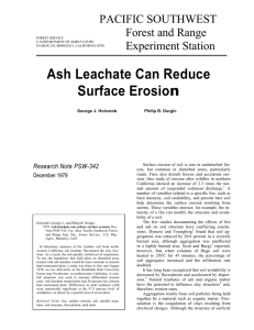 Ash Leachate Can Reduce Surface Erosio n PACIFIC SOUTHWEST