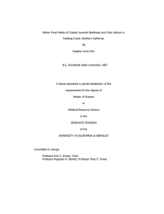 Winter Food Habits of Coastal Juvenile Steelhead and Coho Salmon... Pudding Creek, Northern California