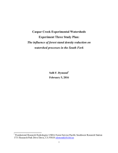 Caspar Creek Experimental Watersheds Experiment Three Study Plan:
