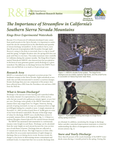 The Importance of Streamflow in California’s Southern Sierra Nevada Mountains