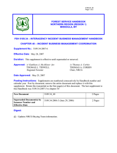 FOREST SERVICE HANDBOOK NORTHERN REGION (REGION 1) MISSOULA, MT