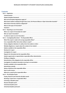 MONASH UNIVERSITY STUDENT DISCIPLINE GUIDELINES Contents