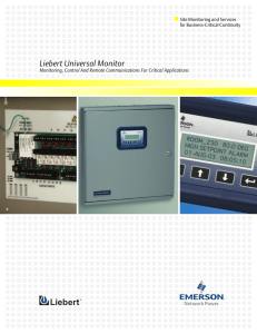 Liebert Liebert Universal Monitor Monitoring, Control And Remote Communications For Critical Applications