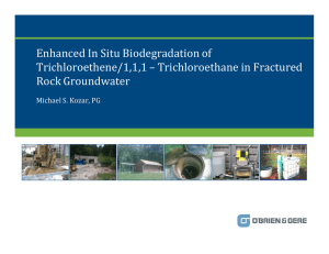 Enhanced In Situ Biodegradation of Trichloroethene/1,1,1 – Trichloroethane in Fractured Rock Groundwater