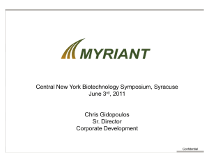 Central New York Biotechnology Symposium, Syracuse June 3 , 2011 Chris Gidopoulos