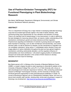 Use of Positron-Emission Tomography (PET) for Functional Phenotyping in Plant Biotechnology Research