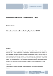 Homeland Discourse – The German Case Michael Daxner