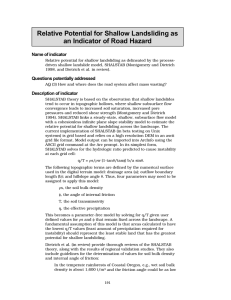 Relative Potential for Shallow Landsliding as an Indicator of Road Hazard