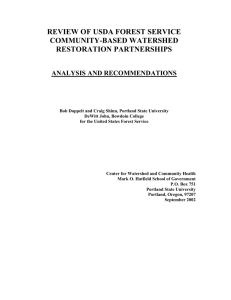 REVIEW OF USDA FOREST SERVICE COMMUNITY-BASED WATERSHED RESTORATION PARTNERSHIPS ANALYSIS AND RECOMMENDATIONS