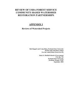 REVIEW OF USDA FOREST SERVICE COMMUNITY-BASED WATERSHED RESTORATION PARTNERSHIPS APPENDIX I