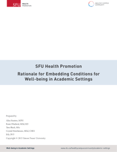 SFU Health Promotion Rationale for Embedding Conditions for Well-being in Academic Settings