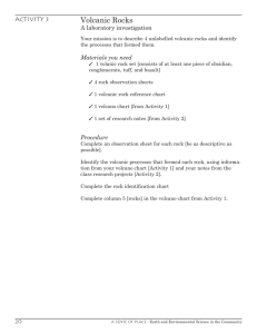 Volcanic Rocks Activity 3 A laboratory investigation Materials you need