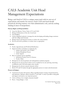 CALS Academic Unit Head Management Expectations