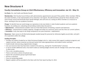 NewStructures4 FacultyConsultativeGrouponCALSEffectiveness,EfficiencyandInnovation.Jan10– May15.