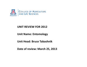 UNIT REVIEW FOR 2012  Unit Name: Entomology       