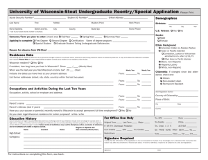University of Wisconsin-Stout Undergraduate Reentry/Special Application