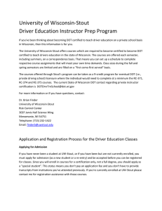 University of Wisconsin-Stout Driver Education Instructor Prep Program
