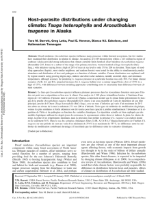 –parasite distributions under changing Host climate: Tsuga heterophylla and Arceuthobium tsugense in Alaska