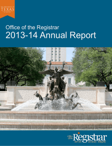 2013-14 Annual Report Office of the Registrar