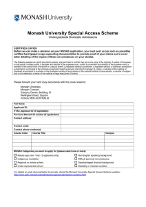Monash University Special Access Scheme Undergraduate Domestic Admissions