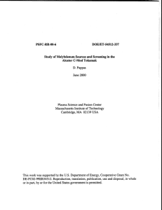 DOE/ET-54512-337 Study of Molybdenum  Sources  and Screening in the D.