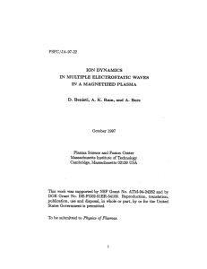 PSFC/JA-97-22 ION  DYNAMICS IN  MULTIPLE  ELECTROSTATIC  WAVES