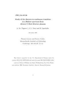 PFC/JA-97-26 Study of the discrete-to-continuum transition in a Balmer spectrum from