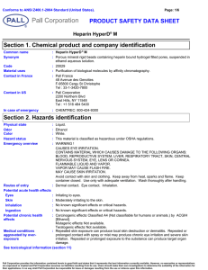 Section 1. Chemical product and company identification PRODUCT SAFETY DATA SHEET M