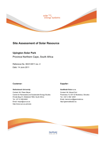 Site Assessment of Solar Resource Upington Solar Park