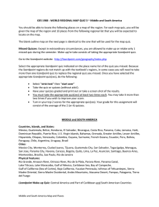 GES 1980 - WORLD REGIONAL MAP QUIZ 3 ~ Middle... You should be able to locate the following places on...