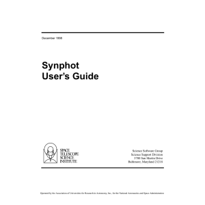 Synphot User’s Guide SPACE TELESCOPE