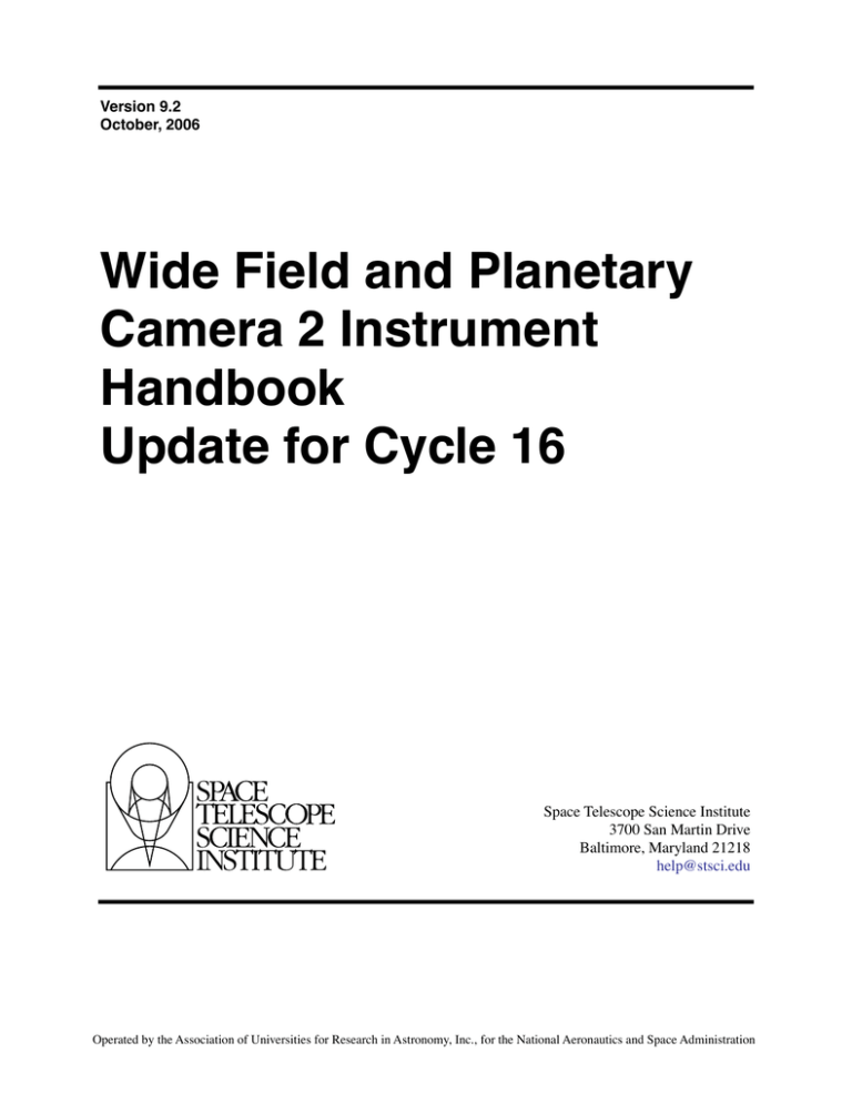 Wide Field and Planetary Camera 2 Instrument Handbook