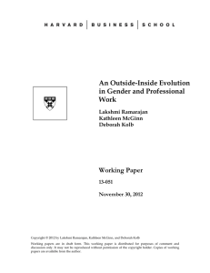 An Outside-Inside Evolution in Gender and Professional Work Working Paper