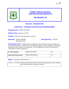 FOREST SERVICE MANUAL EASTERN REGION (REGION 9)  MILWAUKEE, WI