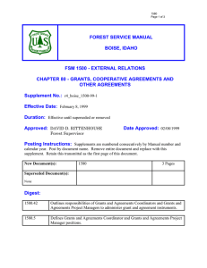 FOREST SERVICE MANUAL  BOISE, IDAHO FSM 1500 - EXTERNAL RELATIONS