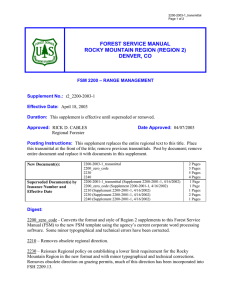 FOREST SERVICE MANUAL ROCKY MOUNTAIN REGION (REGION 2) DENVER, CO
