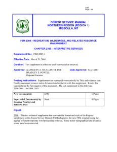 FOREST SERVICE MANUAL NORTHERN REGION (REGION 1) MISSOULA, MT