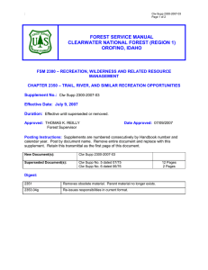 FOREST SERVICE MANUAL CLEARWATER NATIONAL FOREST (REGION 1) OROFINO, IDAHO