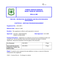 FOREST SERVICE MANUAL MARK TWAIN NF (REGION 9)  ROLLA, MO