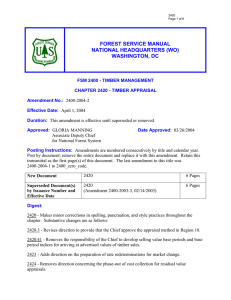 FOREST SERVICE MANUAL NATIONAL HEADQUARTERS (WO) WASHINGTON, DC