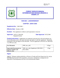 FOREST SERVICE MANUAL INTERMOUNTAIN REGION (REGION 4) OGDEN, UT