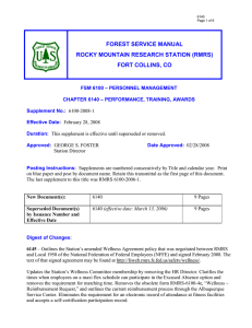 FOREST SERVICE MANUAL ROCKY MOUNTAIN RESEARCH STATION (RMRS) FORT COLLINS, CO