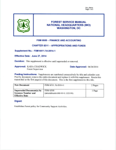 NAT10NAL HEADQUARTERS(WO) WASHINGTON,DC FOREST SERViCE MANUAL FSM 6500-FINANCE AND ACCOUNT:NG