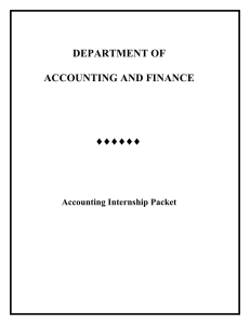 DEPARTMENT OF  ACCOUNTING AND FINANCE Accounting Internship Packet
