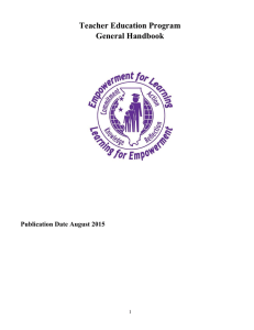 Teacher Education Program General Handbook Publication Date August 2015