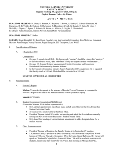 WESTERN ILLINOIS UNIVERSITY FACULTY SENATE 15 September 2015 Capitol Rooms - University Union