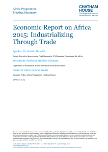 Economic Report on Africa 2015: Industrializing Through Trade Africa Programme